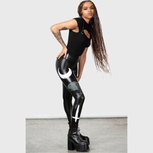 Killstar ✦ Holy Trinity Leggings ✦ Black Stretch Skull Moon Cross Gothic NWT